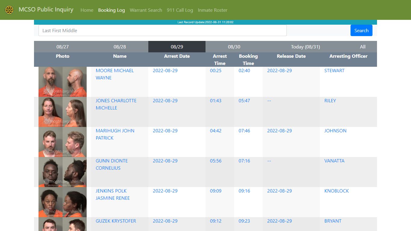 MCSO Public Inquiry: Booking Log - api.mcgtn.org